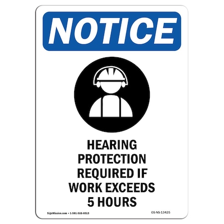 Signmission OSHA, Hearing Protection, 18in X 12in Rigid Plastic, 12" W, 18" H, Portrait, OS-NS-P-1218-V-13425 OS-NS-P-1218-V-13425